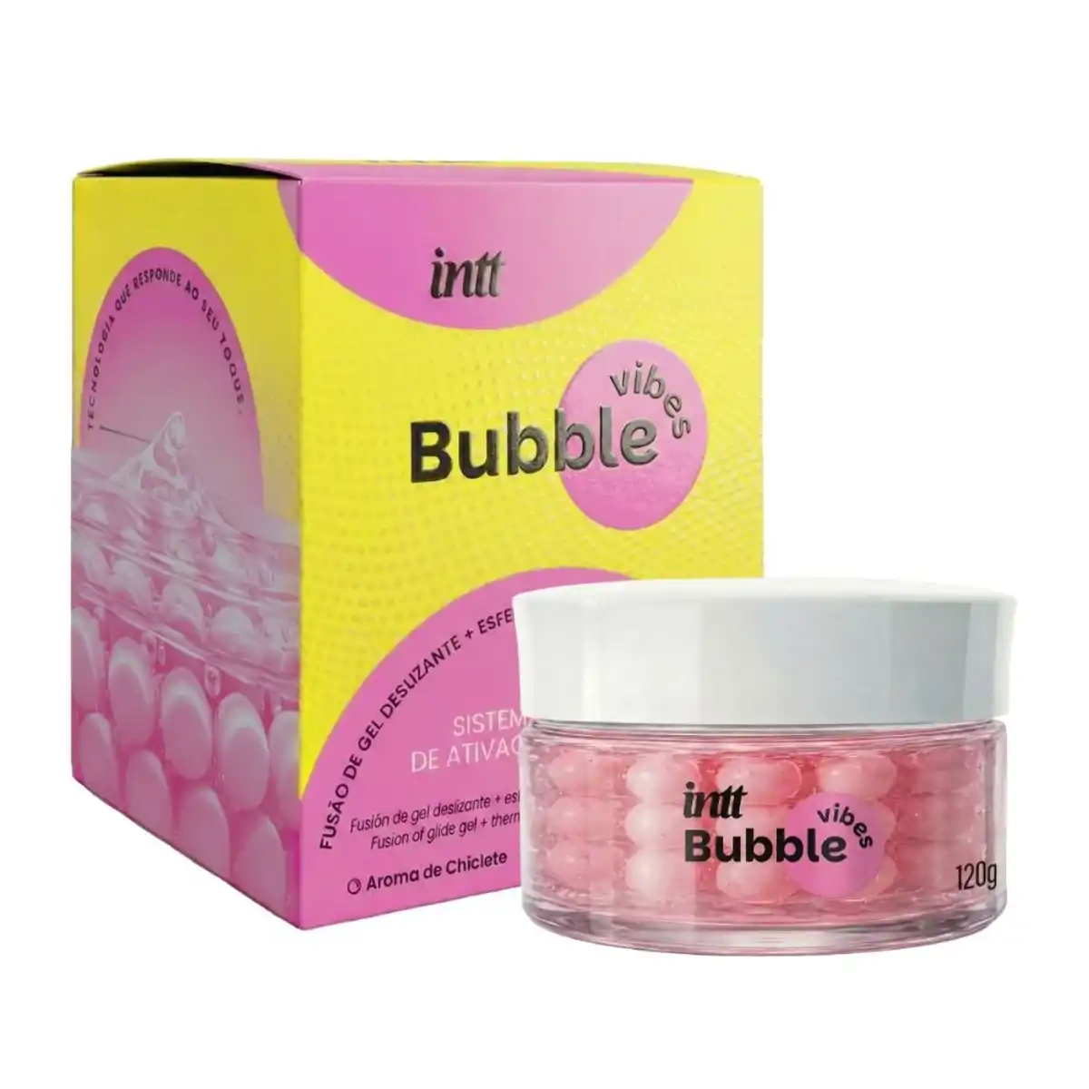 Intt Bubble Vibes Chiclete - Gel Deslizante com Esferas de Ativação Térmica e Vibratória 120ml